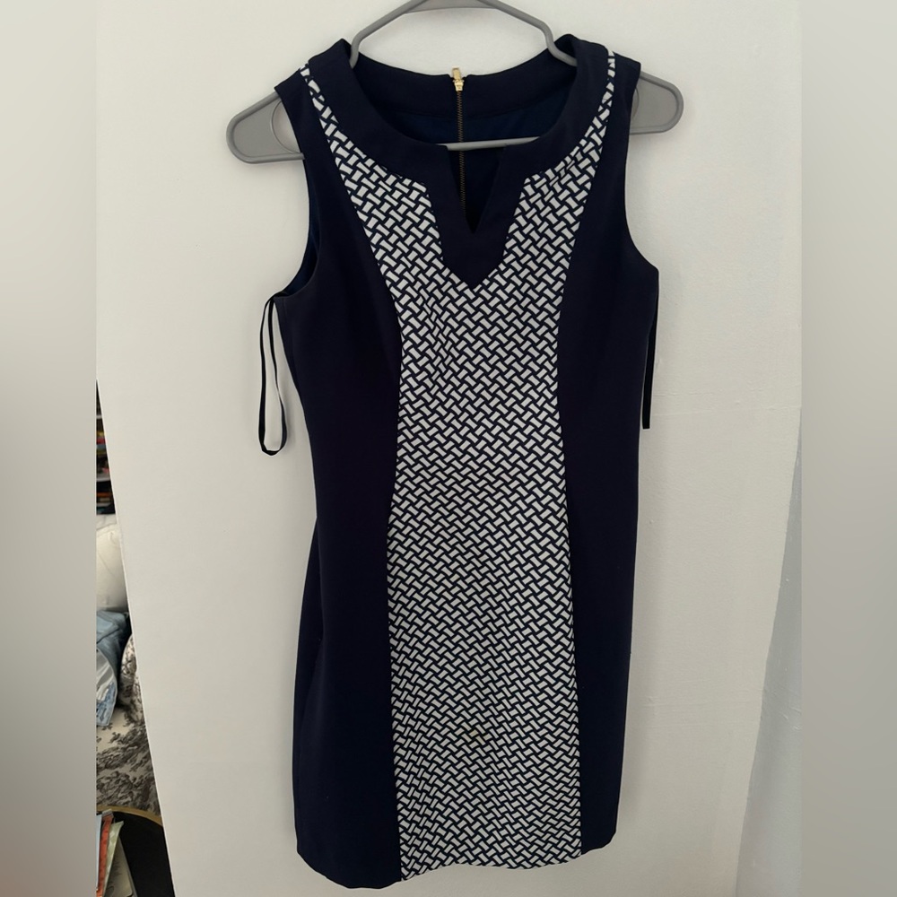 Tahari Navy Print Dress